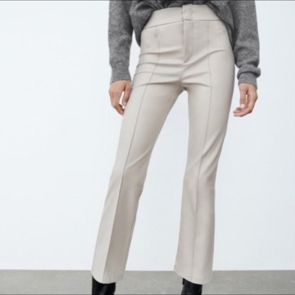 Zara women’s cream trouser faux leather
